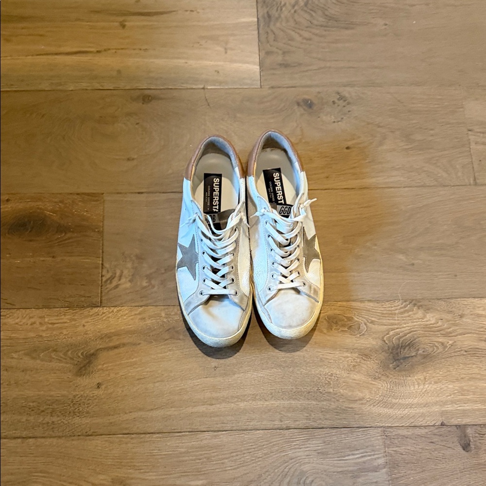 Golden Goose White and Gray Star Sneakers